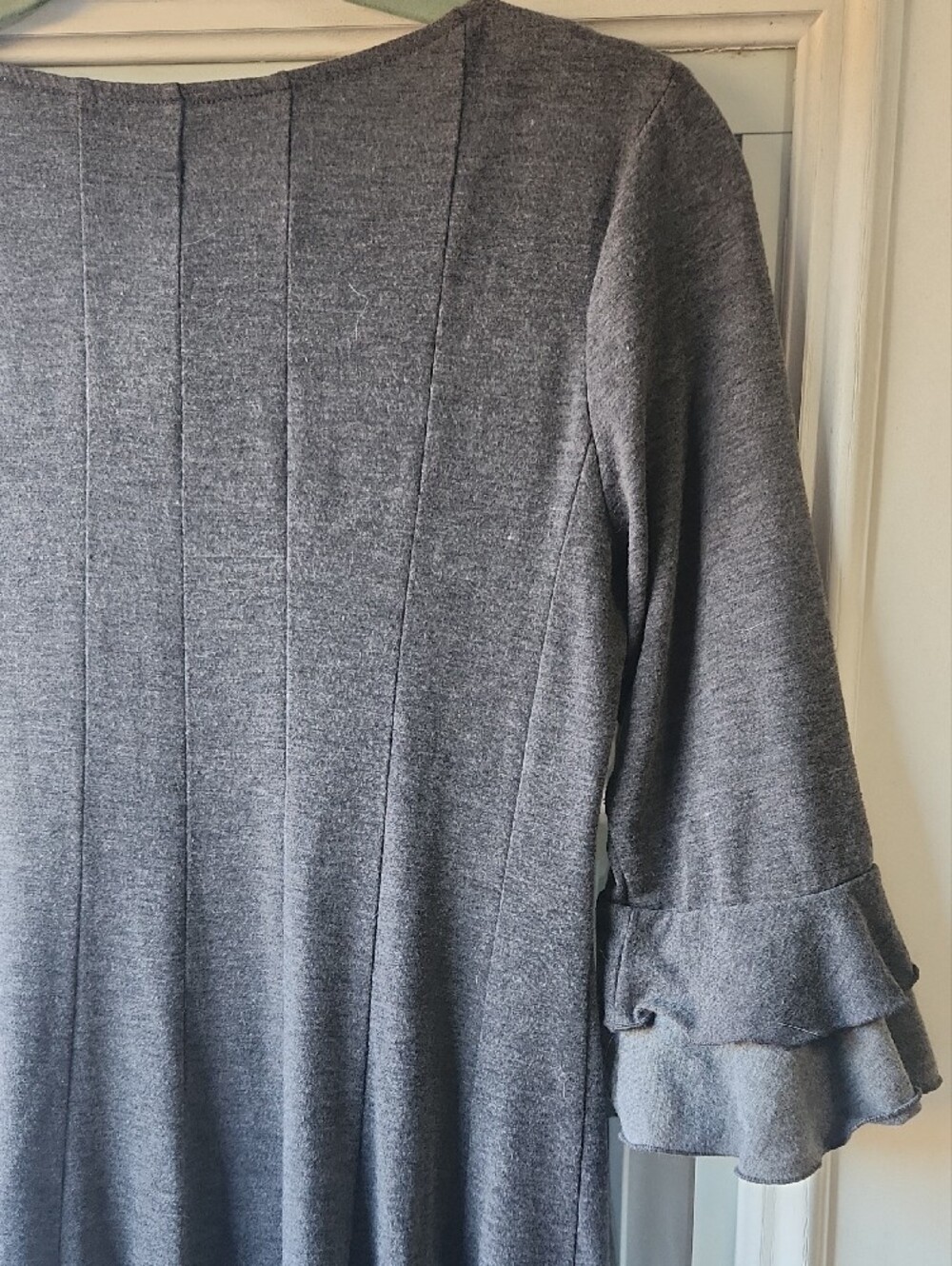 Rabbit Rabbit Rabbit Gray Ruffle Front Long Sleeve Dress - Picture 9 of 10